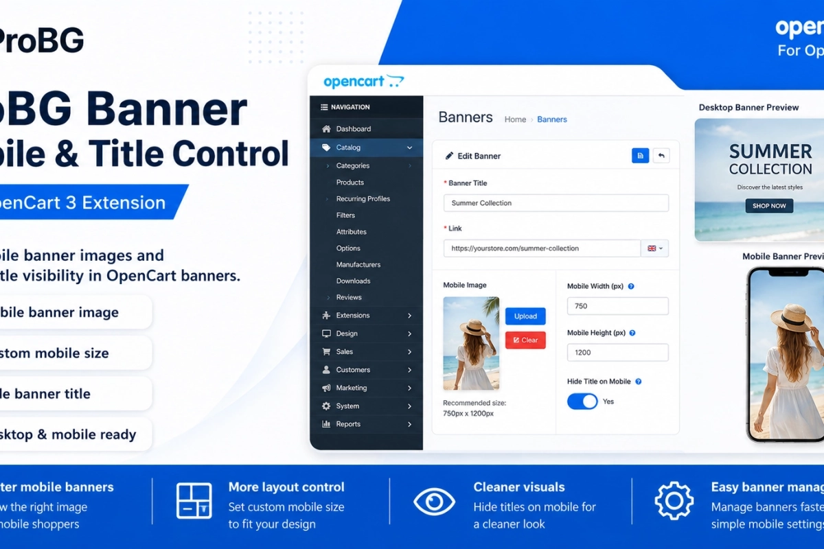 ProBG Banner Mobile & Title Control - по-добър контрол върху банерите в OpenCart